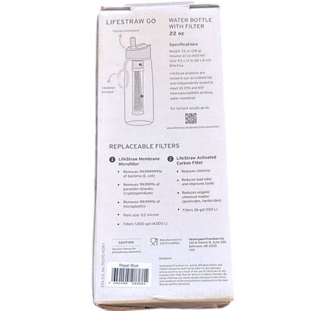 LifeStraw Water Bottle with Filter & carabiner‎ included 22 oz (650 ml) NEW! - Picture 2 of 4